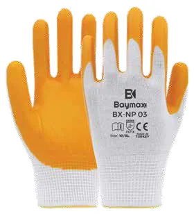 Baymax BX-NP-03 Sarı Polyester Örme Nitril Eldiven