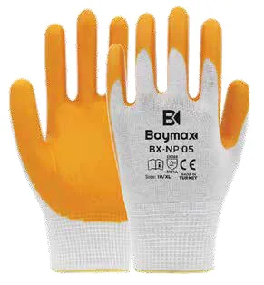 Baymax BX-NP-05 Sarı Polyester Örme Nitril Eldiven