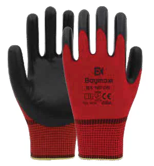 Baymax BX-NP-05 Kırmızı-Siyah Polyester Örme Nitril Eldiven