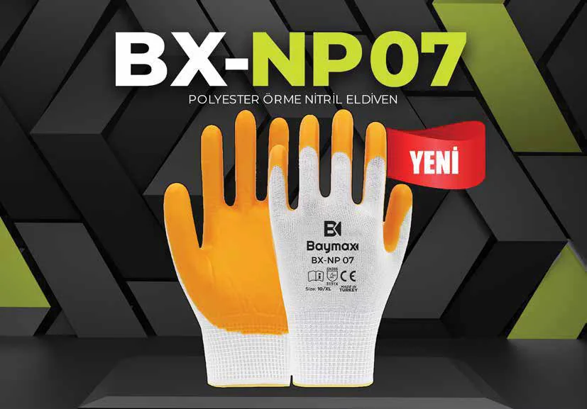 Baymax BX-NP 07 Sarı Polyester Örme Nitril Eldiven