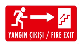 Yangın Çıkışı Fire Exit (Sağ, Merdiven) Levhası