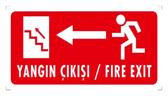 Yangın Çıkışı Fire Exit (Sol, Merdiven) Levhası