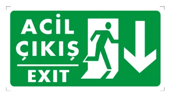 Acil Çıkış Exit (Aşağı) Levhası