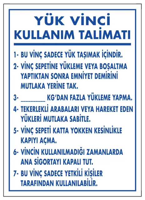 Yük Vinci Kullanım Talimatı