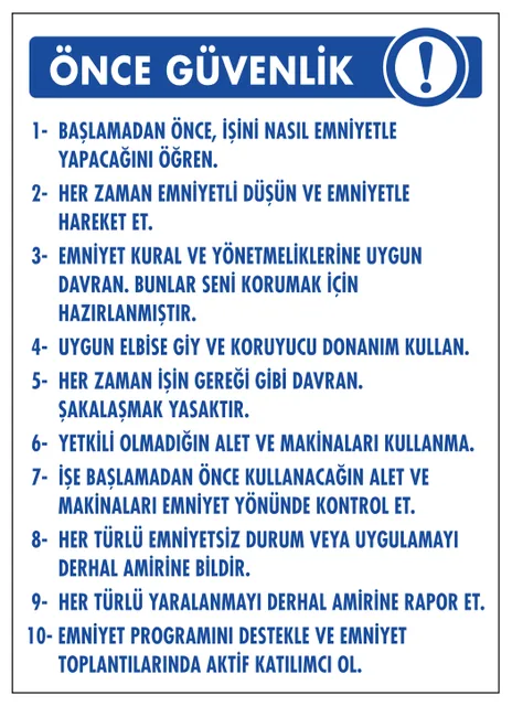 Önce Güvenlik Talimatı