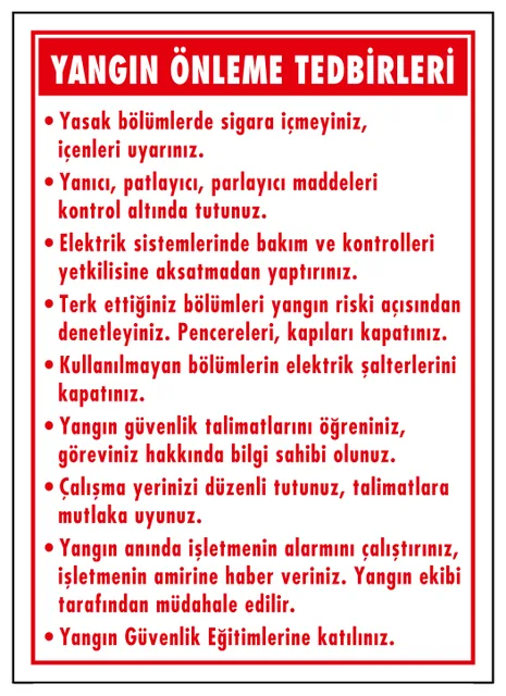 Yangın Önleme Tedbirleri